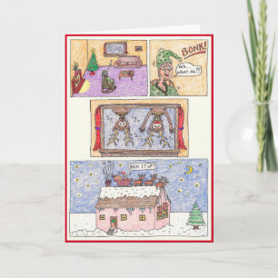 Cartão De Festividades Christmas Card -Cartoon, "Over The Top"