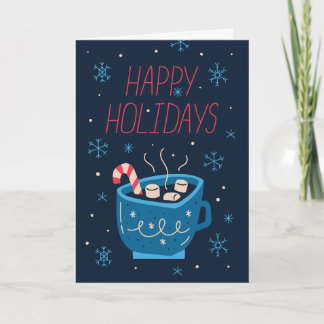 Cartão De Festividades Christmas Card Cup of Cocoa with Candy Cane