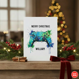 Cartão De Festividades Christmas Card for Gamers Customised Gaming