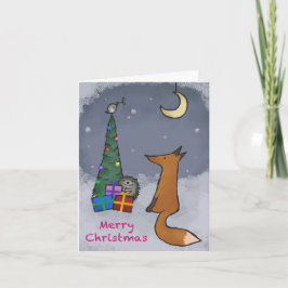 Cartão De Festividades Christmas card, fox and friends, folding