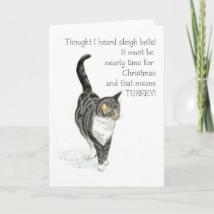Cartão De Festividades Christmas Card - Grey Tabby Cat