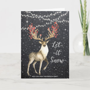 Cartão De Festividades Christmas card holiday winter deer snow lights