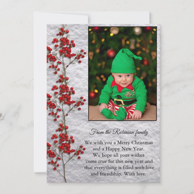 Cartão De Festividades Christmas Card With a Smiling and Happy Baby. (Frente)