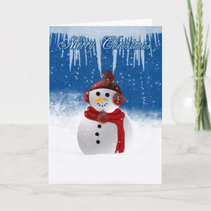 Cartão De Festividades Christmas Card With Snowman In Fluffy Ear Warmers