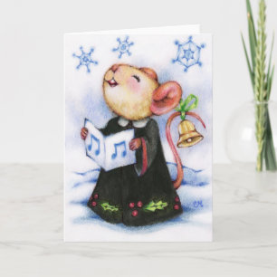 Cartão De Festividades Christmas Caroling Mouse Singing Holiday Cute Card