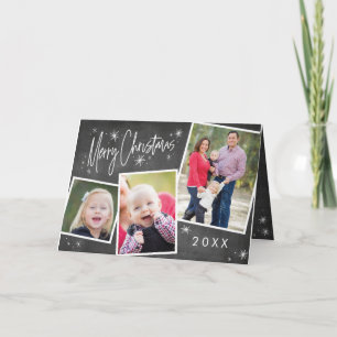 Cartão De Festividades Christmas Chalkboard Photo Collage Merry Christmas