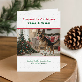 Cartão De Festividades Christmas Chaos and Treats Funny Dog photo Folded