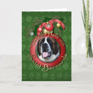 Cartão De Festividades Christmas - Deck the Halls - Saint Bernards - Mae