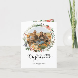 Cartão De Festividades Christmas Floral Wreath Season's Greetings 2 Photo
