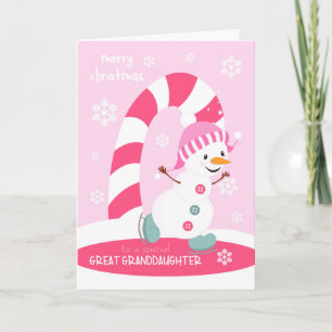 Cartão De Festividades Christmas for Great Granddaughter Snowman