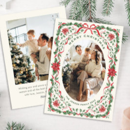 Cartão De Festividades Christmas Funky Whimsical Red Bow Wreath 2 Photo