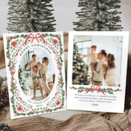 Cartão De Festividades Christmas Funky Whimsical Red Bow Wreath 2 Photo