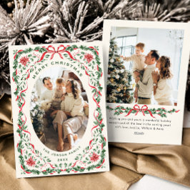 Cartão De Festividades Christmas Funky Whimsical Red Bow Wreath 2 Photo