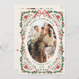 Cartão De Festividades Christmas Funky Whimsical Red Bow Wreath 5 Photo