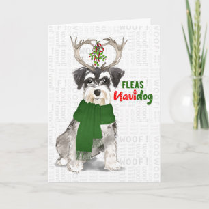 Cartão De Festividades Christmas Funny Miniature Schnauzer Fleas NaviDOG