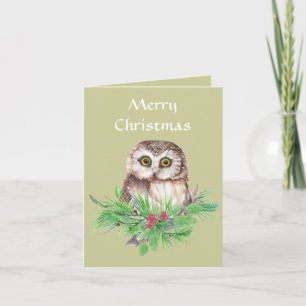 Cartão De Festividades Christmas General Cute Little Owl, Bird Greeting