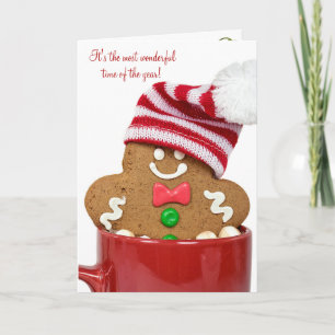 Cartão De Festividades Christmas gingerbread man in hot cocoa