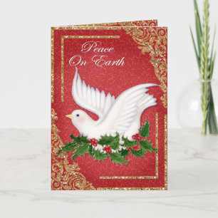 Cartão De Festividades Christmas Gold Dove & Holly