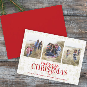 Cartão De Festividades Christmas Gold Elegant Floral Holiday 3 Photo