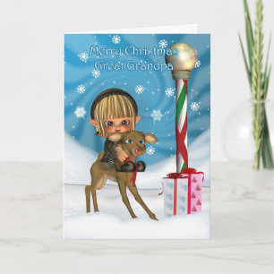 Cartão De Festividades Christmas Great Grandpa Elf Reindeer, Rudolf, Nort