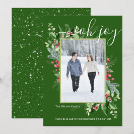 Cartão De Festividades Christmas Greenery Photo Calligraphy Religious