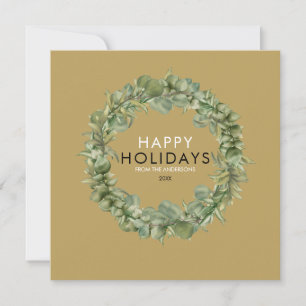 Cartão De Festividades Christmas Greenery Wreath Elegant Gold Modern