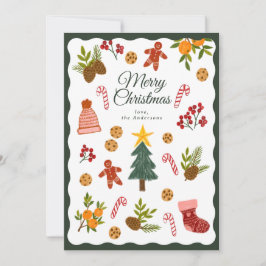 Cartão De Festividades Christmas Greeting Card With Seasonal Items