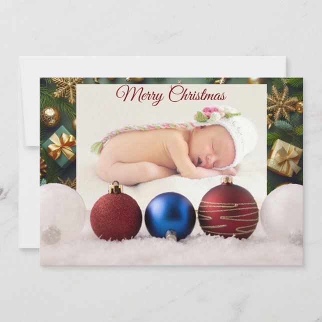 Cartão De Festividades Christmas Greeting With Beautiful Baby (Frente)