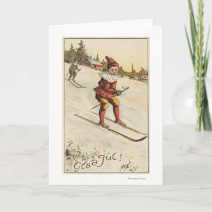 Cartão De Festividades Christmas GreetingSanta Skiing