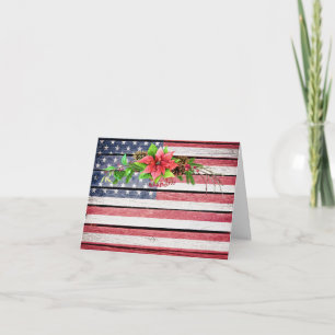 Cartão De Festividades Christmas / Holiday American Wood Image Flag 1
