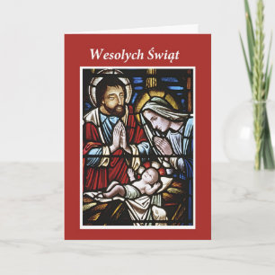 Cartão De Festividades Christmas Holy Family, German, Stained Glass