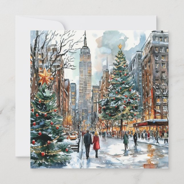 Cartão De Festividades Christmas In New York Holiday Card (Frente)