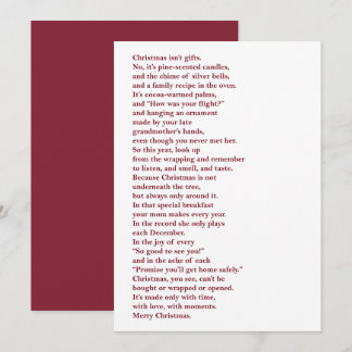 Cartão De Festividades Christmas Isn't Gifts Non Photo Holiday Poem Card