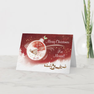 Cartão De Festividades Christmas, I've Moved, Bauble with House inside