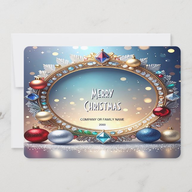 Cartão De Festividades Christmas Jewel Frame Holiday Card (Frente)
