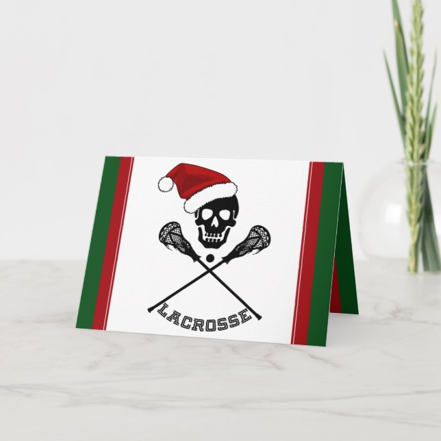 Cartão De Festividades Christmas Lacrosse (Frente)