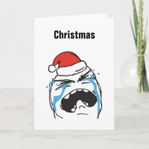 Cartão De Festividades Christmas Le Me Memes Troll Crying Custom EDITABLE