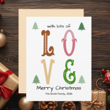 Christmas Love Modern Typography Flat Holiday Card