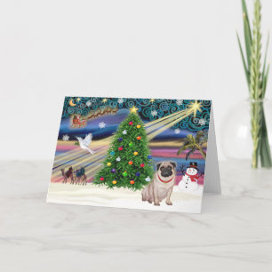 Cartão De Festividades Christmas Magic Pug (fawn)
