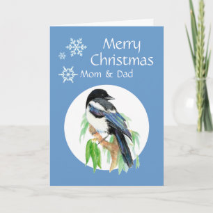 Cartão De Festividades Christmas Magpie Mom Dad Garden Bird