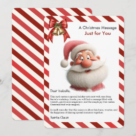 Cartão De Festividades Christmas Message Card from Santa for Children