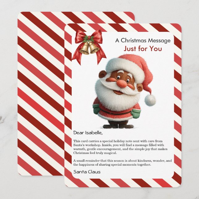 Cartão De Festividades Christmas Message Card from Santa for Children (Frente/Verso)