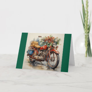 Cartão De Festividades Christmas MotorcycleFolded Holiday Card
