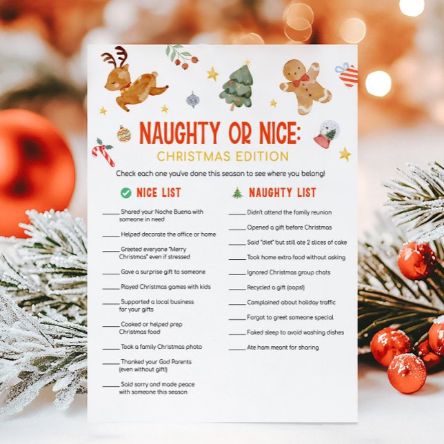 Cartão De Festividades Christmas Naughty or Nice Game (Christmas Party Games )