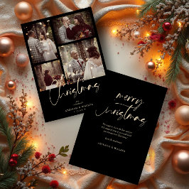 Cartão De Festividades Christmas Newlyweds Black Trendy Collage 4 Photos