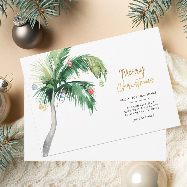 Cartão De Festividades Christmas Palm Tree Coastal Moving (Christmas Palm Tree Coastal Moving Holiday Card)