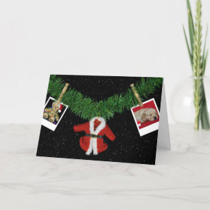 Cartão De Festividades Christmas photos in snowflakes with garland