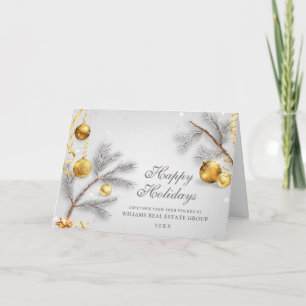 Cartão De Festividades Christmas Pine Golden Balls Corporate Greeting