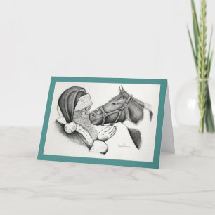 Cartão De Festividades Christmas Pinto Paint Horse and Santa