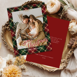 Cartão De Festividades Christmas Plaid Card With Photo